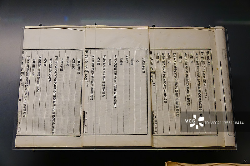 首都博物馆文物 中英《南京条约》 《江宁条约》图片素材