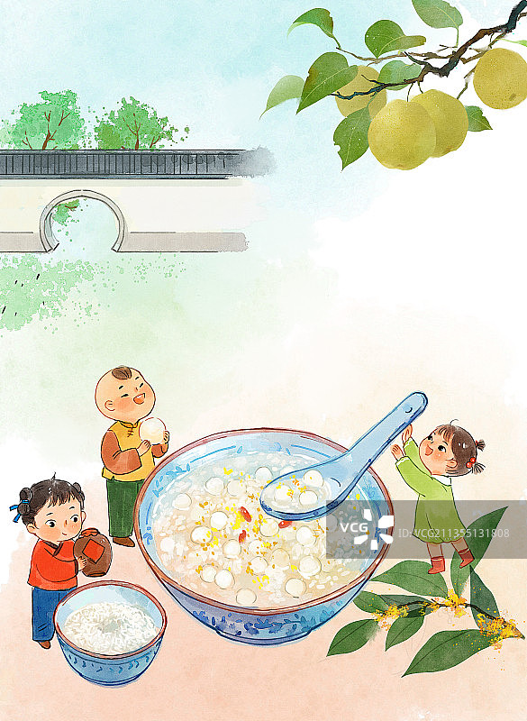 二十四节气插画-白露图片素材