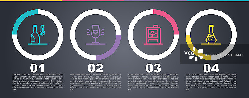 葡萄酒温度玻璃杯纸板箱线条图片素材