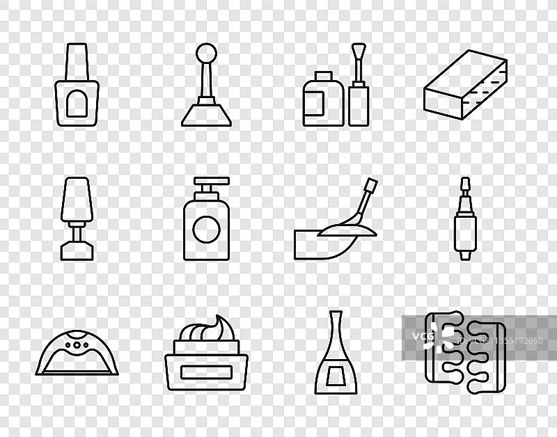 线条：美甲灯、脚趾分离器，用于足部护理图片素材