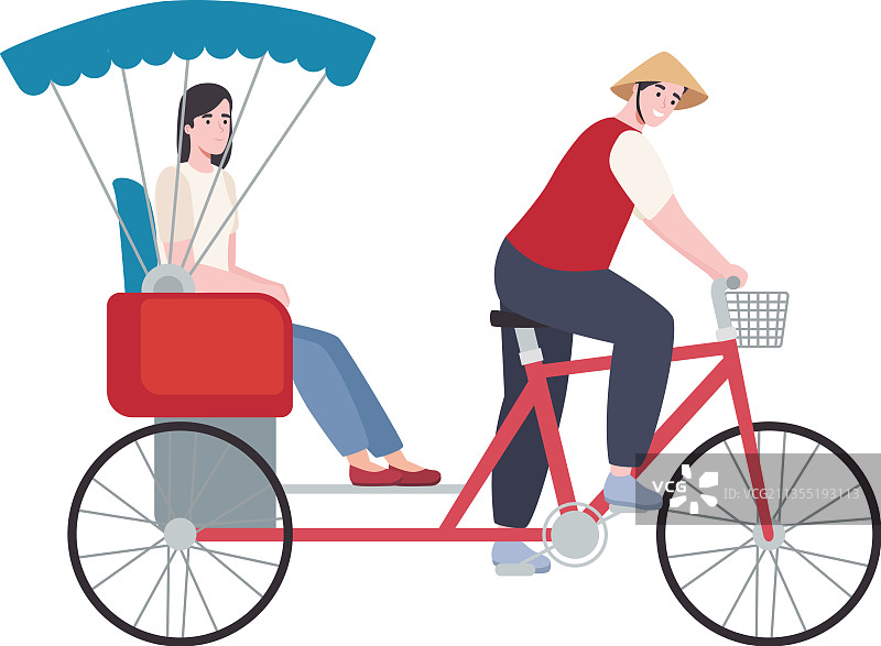 三轮车上的越南人图片素材