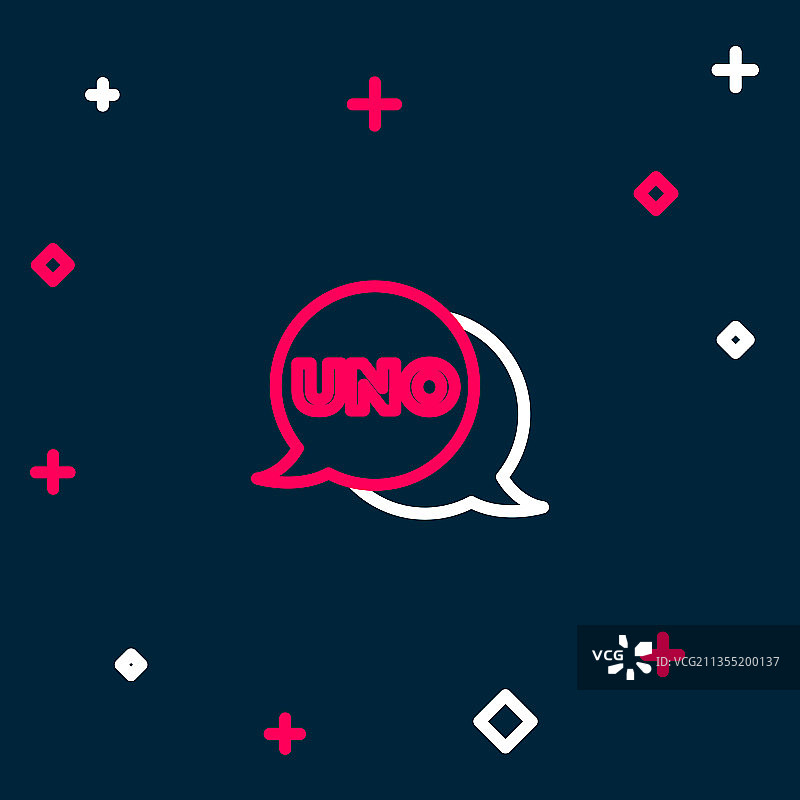 线条UNO纸牌游戏图标，蓝色背景图片素材