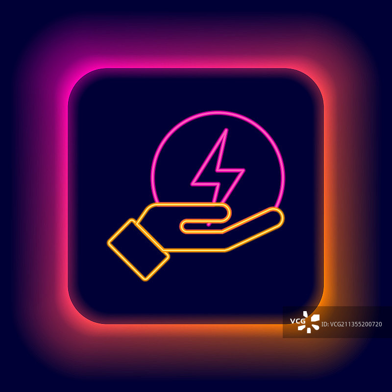 发光的霓虹灯闪电符号图片素材