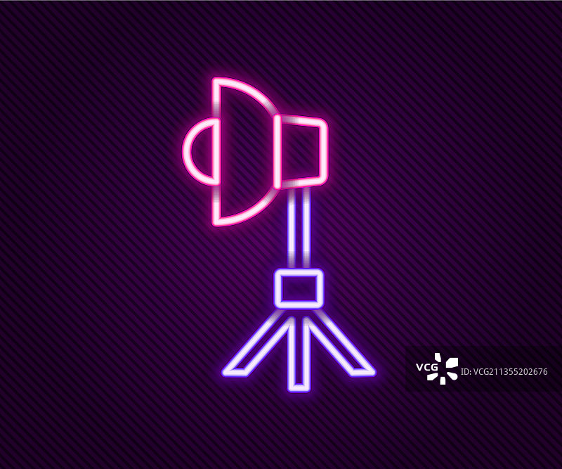 发光霓虹灯柔光箱中的演播室灯泡图片素材