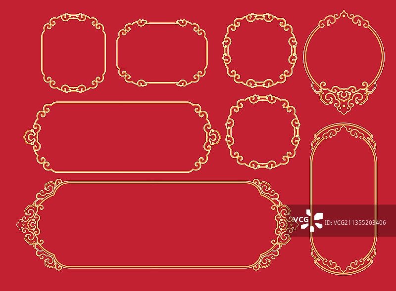 传统边框红色背景图片素材