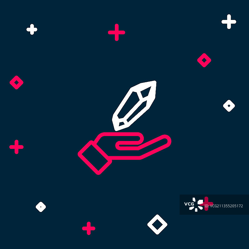 蓝色背景上的魔法石线条图标图片素材