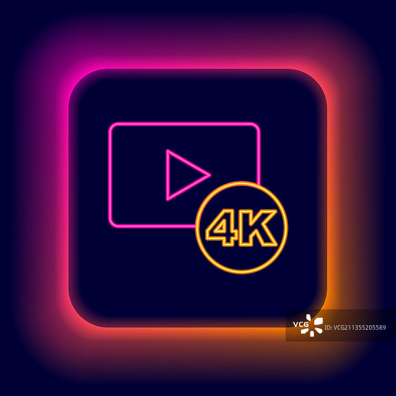 带有4K超高清视频的发光霓虹灯电视屏幕图片素材