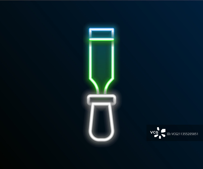 发光霓虹灯木工凿子工具图标图片素材