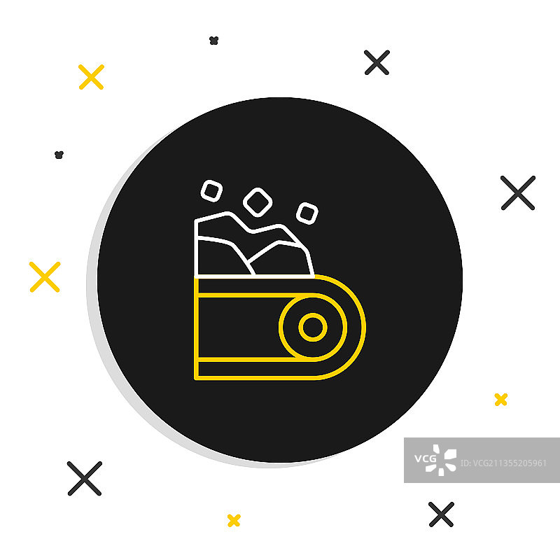 输送煤炭的传送带线条图标图片素材