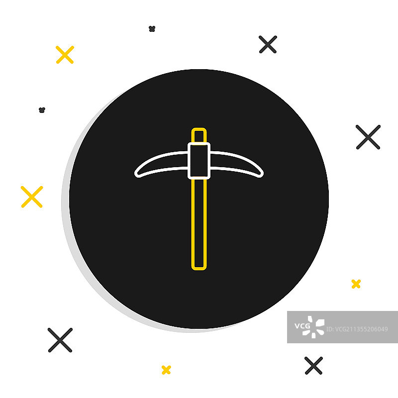 白色背景上的镐子线性图标图片素材