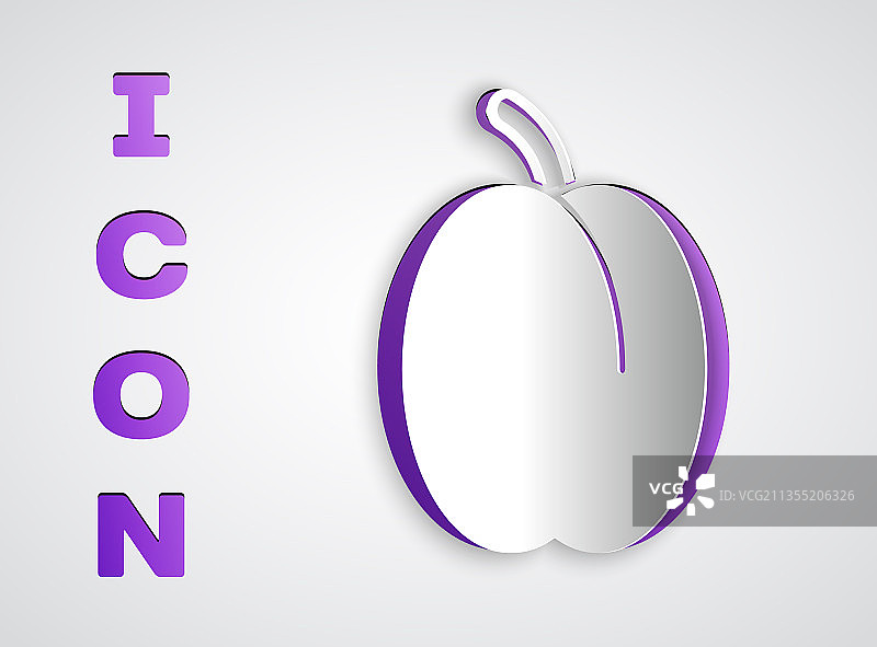 剪纸梅子图标，灰色背景图片素材