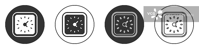 白色背景上的黑色时钟图标图片素材