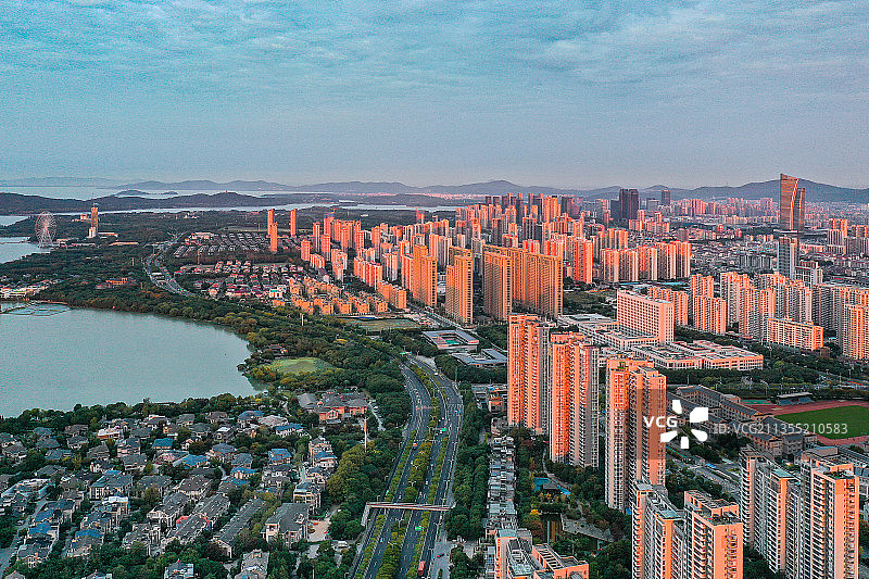 日出 无锡金城湾日出图片素材