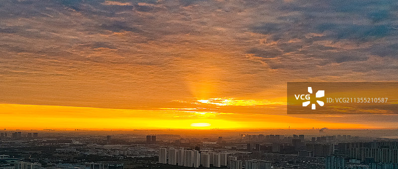 日出 无锡金城湾日出图片素材