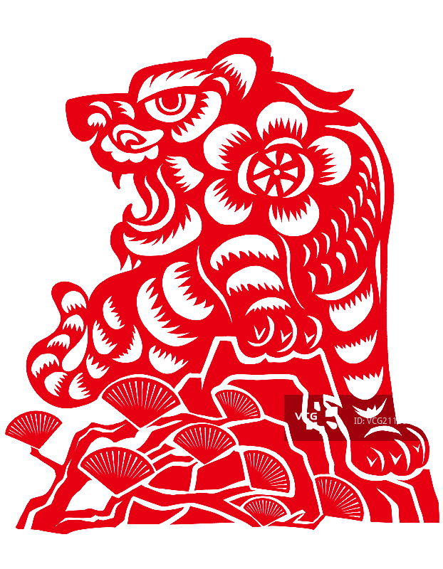 中国风春节虎年生肖剪纸年画图片素材