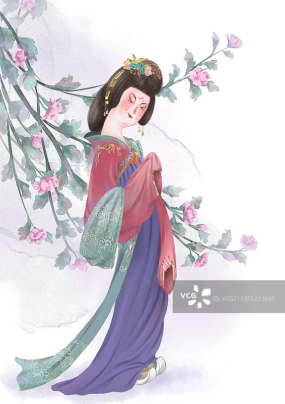 木槿仕女图片素材