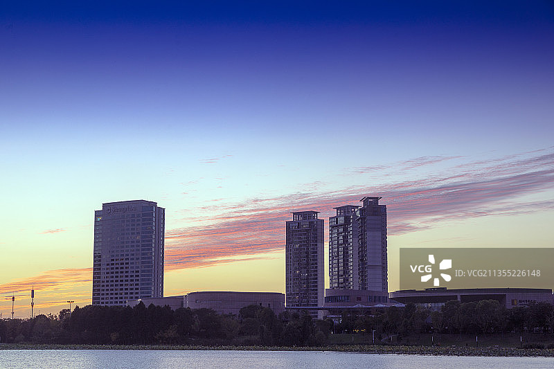 扬州明月湖秋霞图片素材