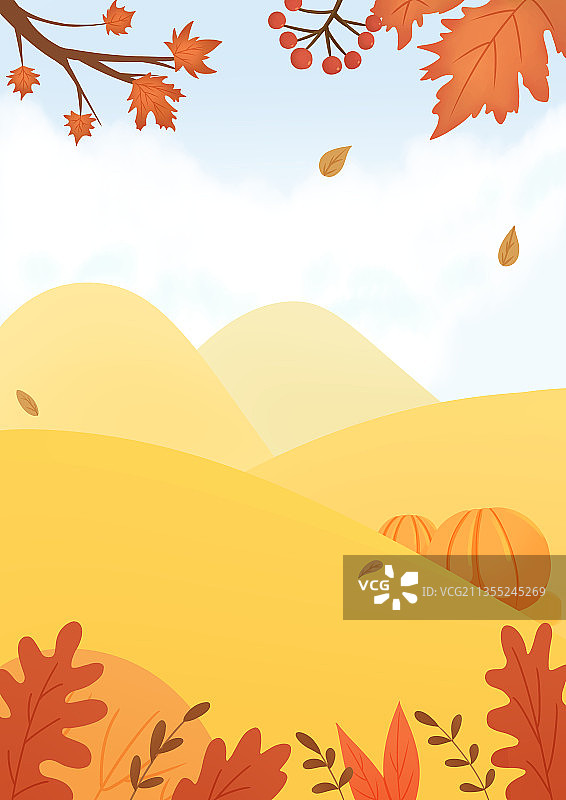 插画 感恩节 秋天 南瓜 枫叶图片素材