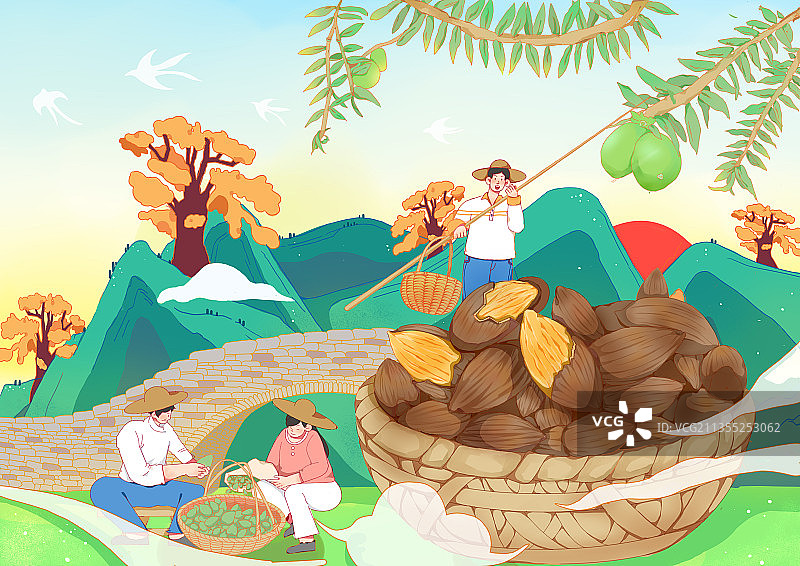 国潮农产品包装设计插画图片素材