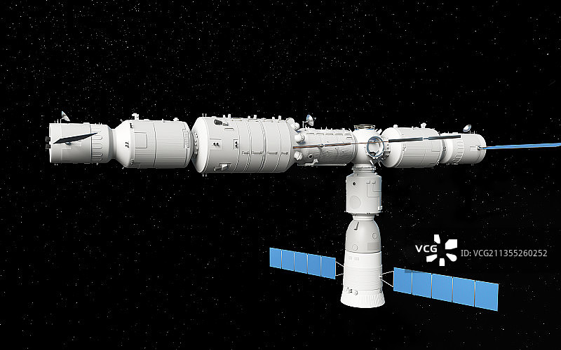 神舟十三号与天和核心舱对接，C4D软件制作图片素材