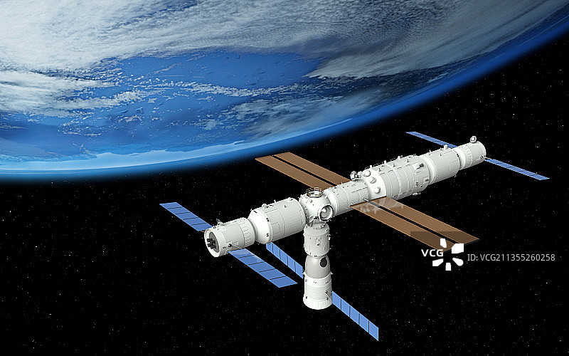 神舟十三号与天和核心舱对接，C4D软件制作图片素材