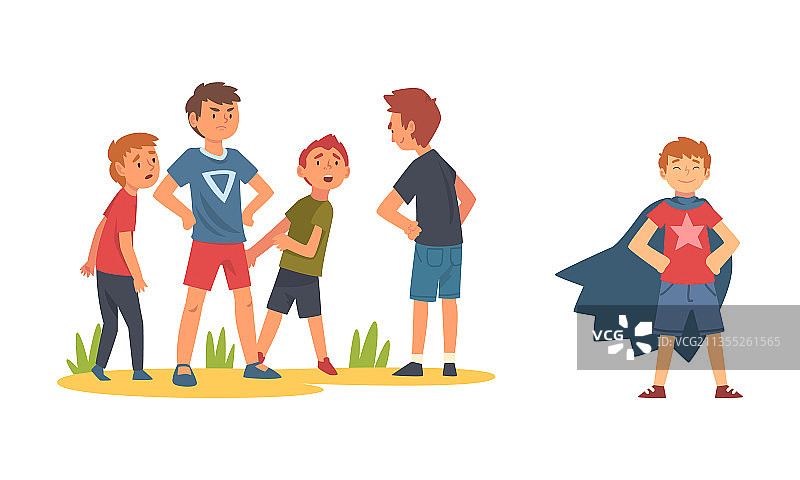 小男孩保护弱者免受流氓侵害图片素材