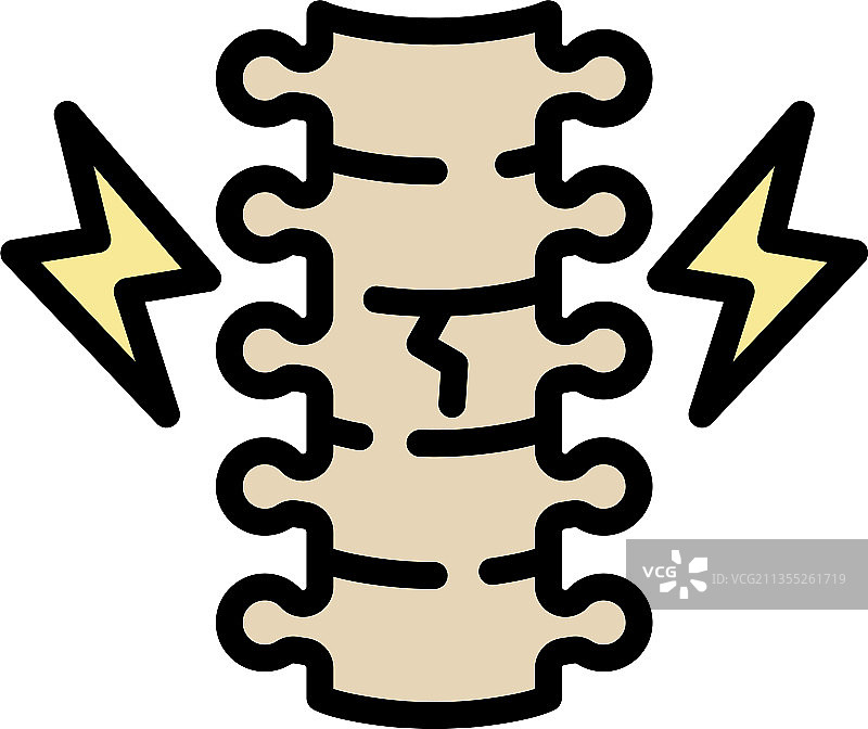 脊椎骨折彩色轮廓图标图片素材