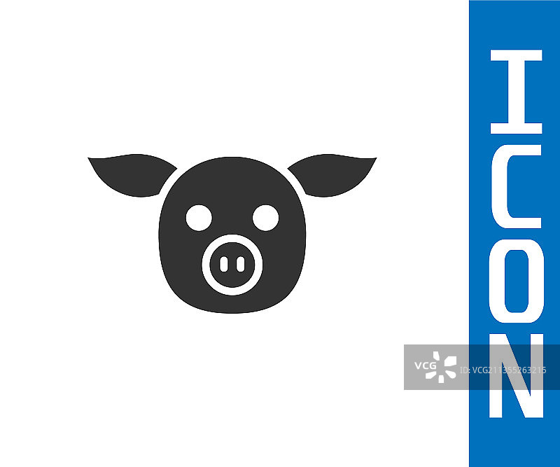 白色背景上的灰色猪图标图片素材