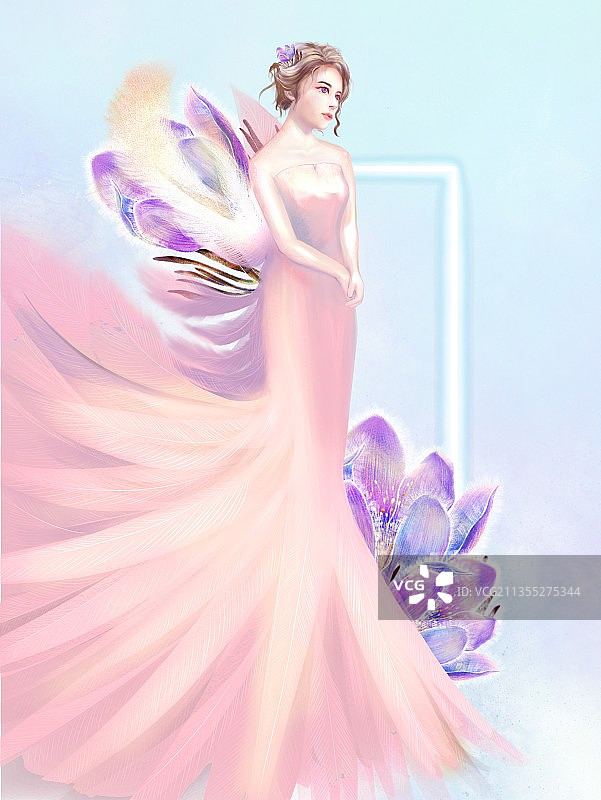 花卉拟人插画图片素材