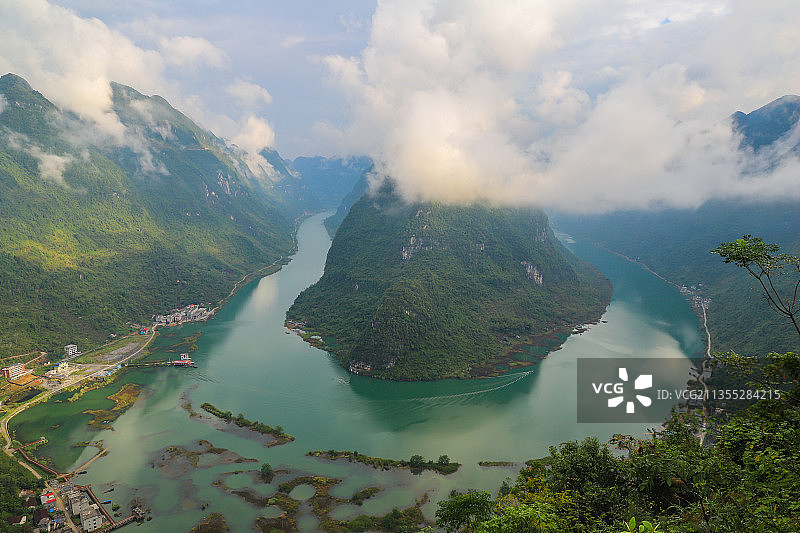 红水河第一湾的早晨图片素材