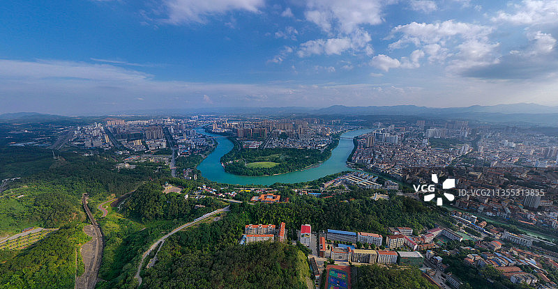 鸟瞰广西百色市右江区图片素材