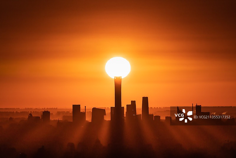 北京CBD日出图片素材