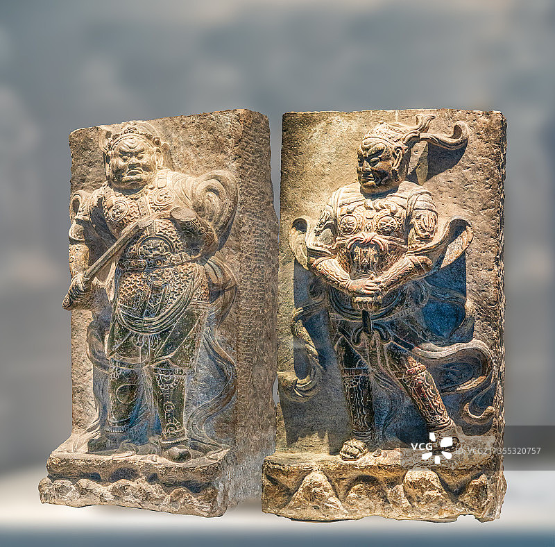 中国古代传说中的人物石雕像，天王和力士图片素材