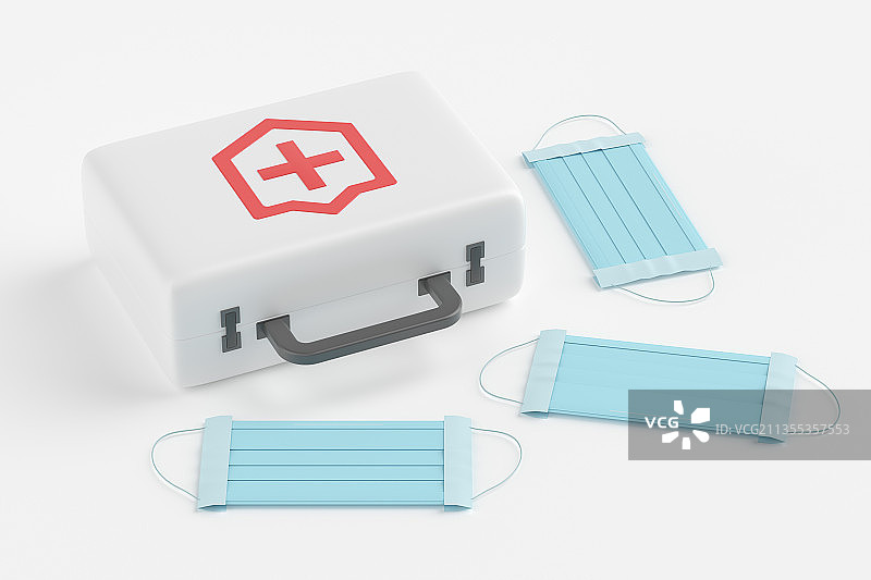 紧急时候用的医药箱和各种药品设备图片素材