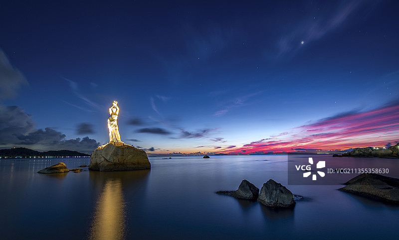 珠海渔女日出图片素材