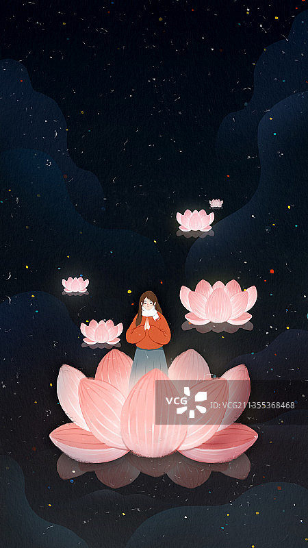 寒衣节祈福插画图片素材