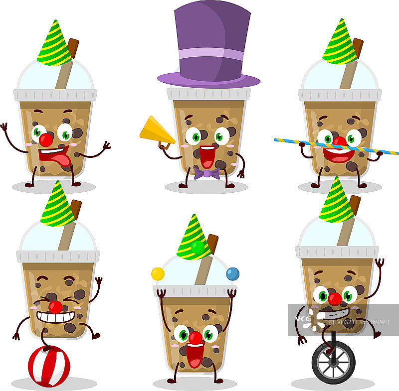 带波霸的巧克力咖啡卡通形象图片素材