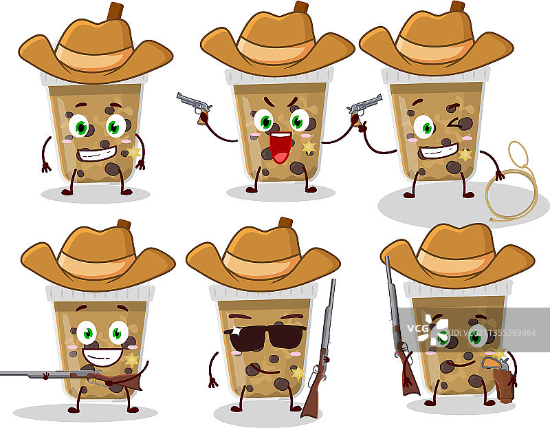 酷炫牛仔巧克力咖啡与波霸卡通图片素材