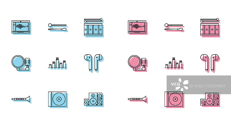 单簧管CD光盘和音频图标图片素材