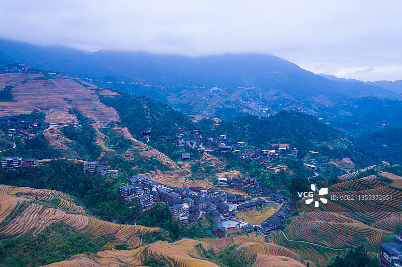 桂林龙胜龙脊梯田风景区航拍图片素材