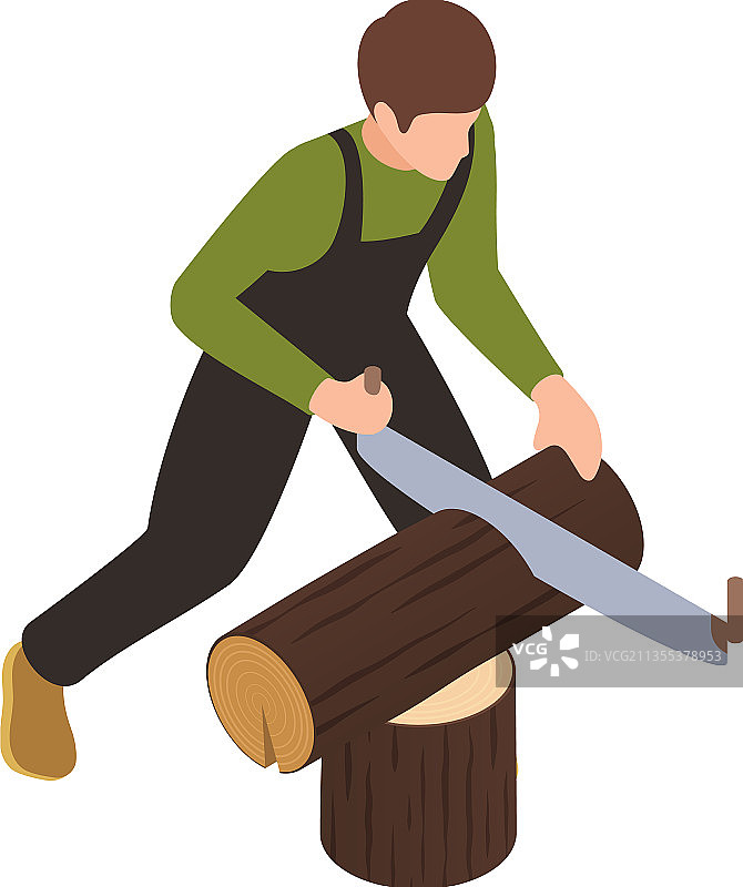 伐木工人砍木头场景图片素材