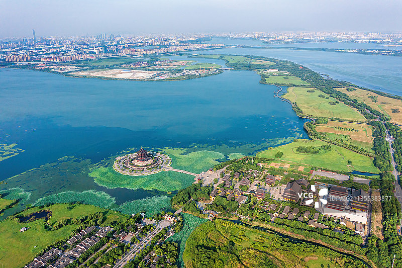 苏州阳澄湖重元寺航拍图片素材