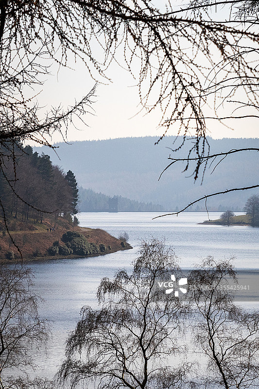 冬季天空衬托下的湖景图片素材