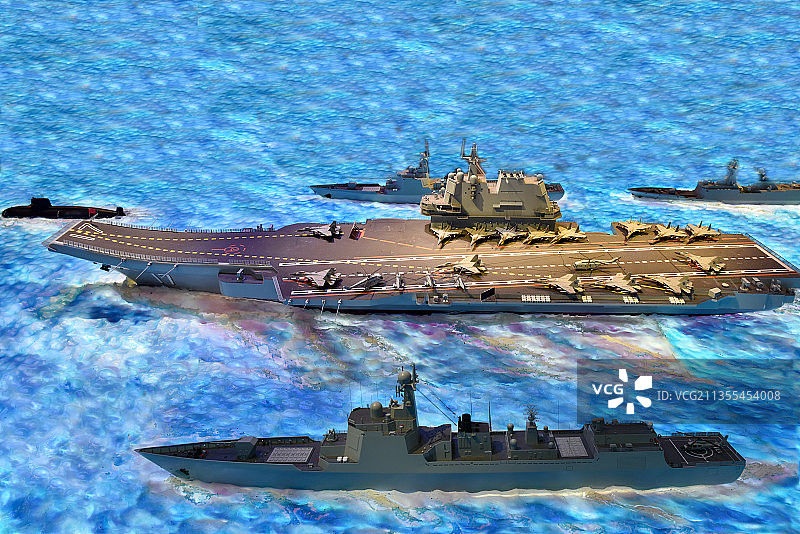 航空母舰战斗群（模型示意）图片素材