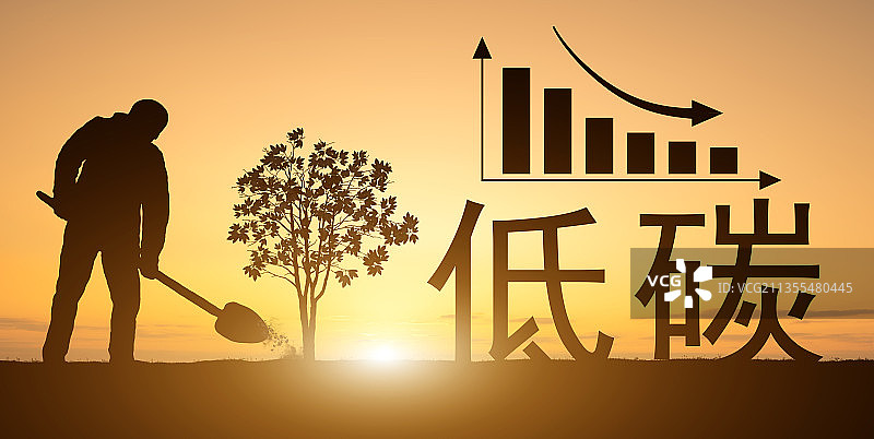 低碳环保日落剪影图片素材