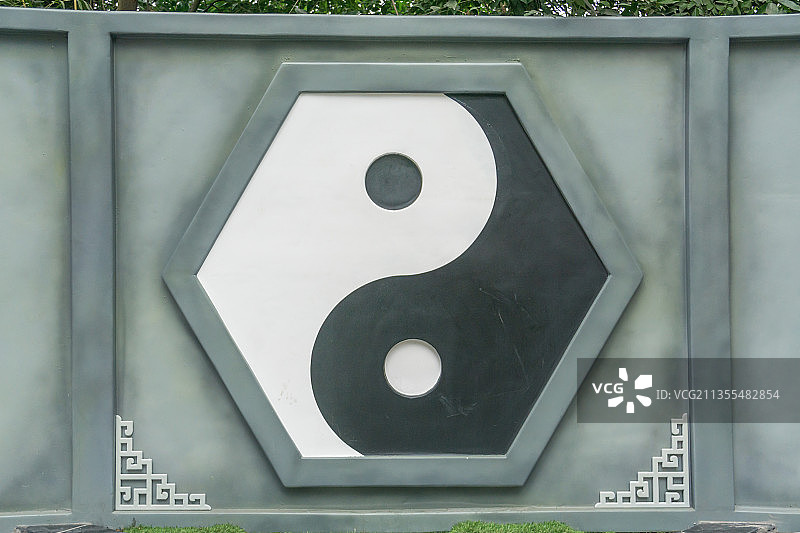 太极图背景墙特写图片素材