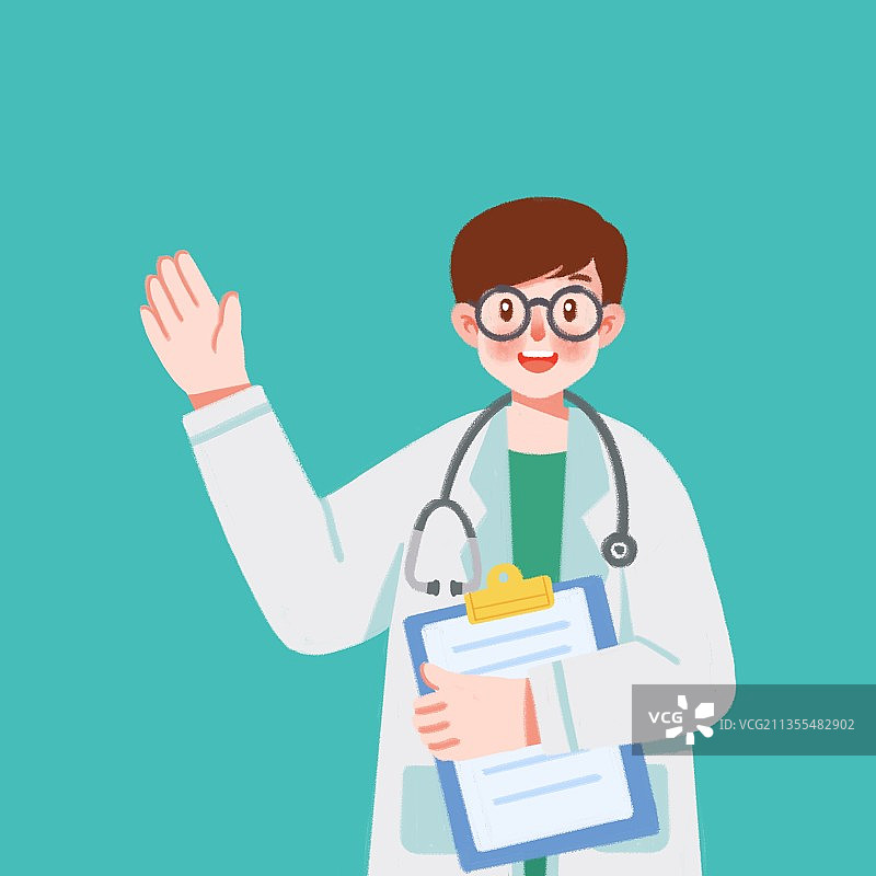 插画,医生,文件夹,听诊器,讲解,医用品,健康保健,专门技术图片素材