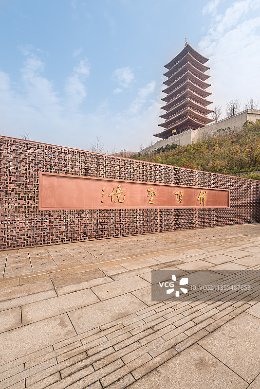 中国江苏南京的牛首山景区的复古建筑图片素材