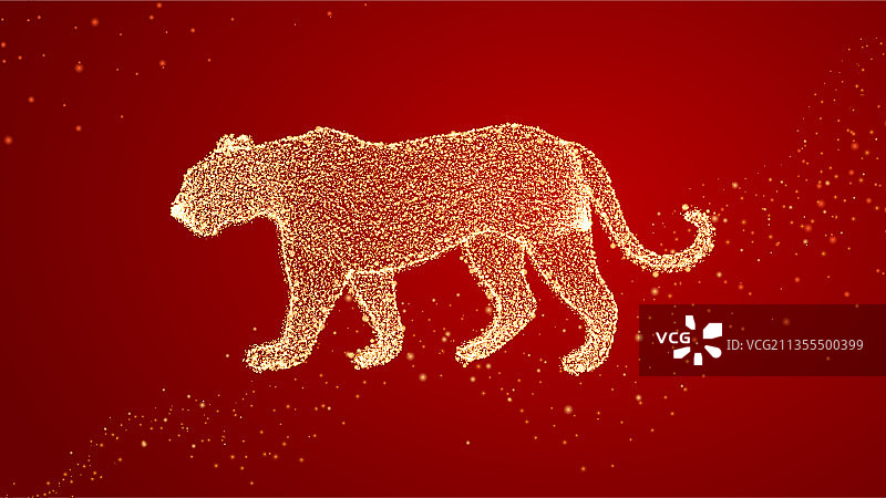 虎年老虎粒子抽象插画图片素材