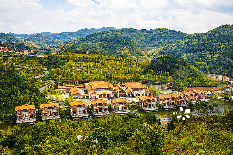 中国贵州六盘水盘州市妥乐古银杏村--世界古银杏之乡的金秋10图片素材